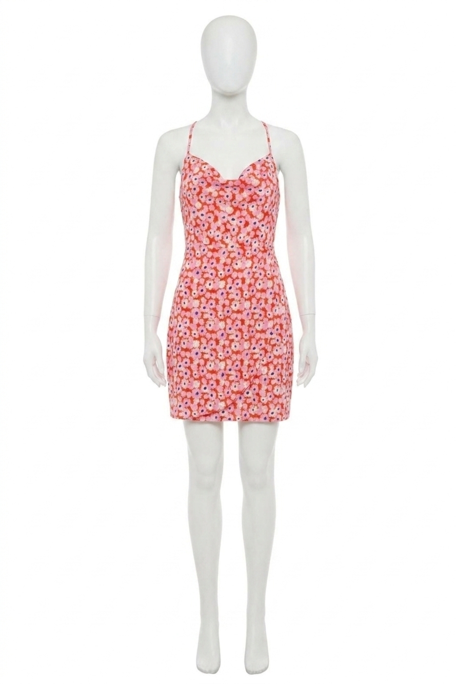 NEW LE LIS flower halter dress in pink multi